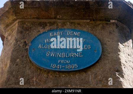 East Dene, plaque sur la maison du poète Swinburne, Bonchurch, île de Wight, Angleterre Banque D'Images