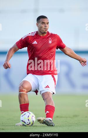 San Pedro Del Pinatar, Espagne. 26 juillet 2024. MURCIE, ESPAGNE - JUILLET 26 : Murillo de Nottingham Forest en action lors du match amical de pré-saison entre Nottingham Forest et Elche CF au Pinatar Arena Stadium le 26 juillet 2024 à Murcie, Espagne. (Photo de Francisco Macia/photo Players images/Magara Press) crédit : Magara Press SL/Alamy Live News Banque D'Images