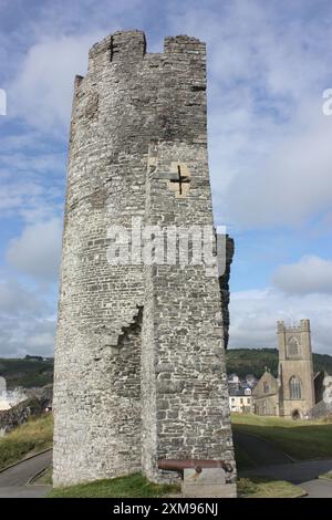 Tour du château dans le centre de la ville d'Aberystwyth, pays de Galles, Royaume-Uni Banque D'Images