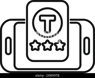 Application de rétroaction donnant cinq étoiles pour un service de taxi sur un smartphone Illustration de Vecteur