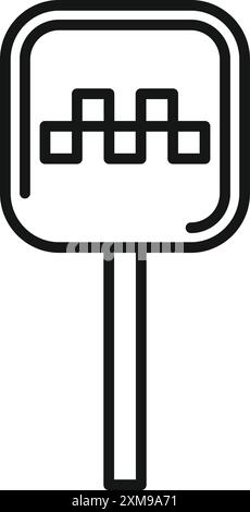 Simple icône noire et blanche d'un panneau de signalisation de taxi pour les passagers dans la rue Illustration de Vecteur