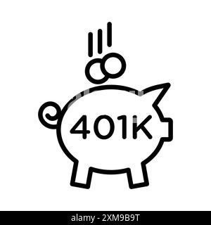 401k icône d'épargne-retraite marque linéaire logo set collection en noir et blanc pour le web Illustration de Vecteur