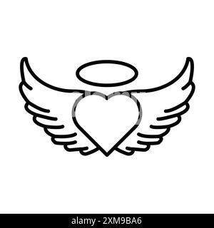 angel wing icône linéaire logo mark set collection en noir et blanc pour le web Illustration de Vecteur