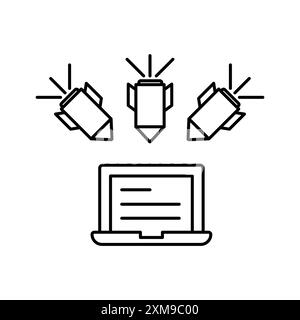 DDoS icône linéaire logo Mark Set collection en noir et blanc pour le web Illustration de Vecteur