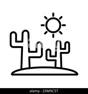 Desert cactus icône linéaire logo Mark Set collection en noir et blanc pour le web Illustration de Vecteur