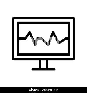 Icône de moniteur ECG ensemble de marques de logo linéaire en noir et blanc pour le Web Illustration de Vecteur