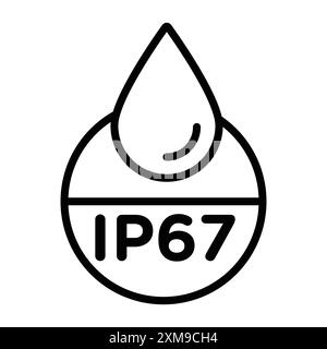 IP67 imperméable icône linéaire logo Mark Set collection en noir et blanc pour le web Illustration de Vecteur