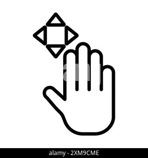 Main, doigts, geste, glisser, faire pivoter icône logo linéaire marque collection en noir et blanc pour le web Illustration de Vecteur