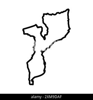 Mozambique map icône linéaire logo marque set collection en noir et blanc pour le web Illustration de Vecteur