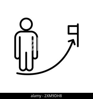 Mission Path icône linéaire logo Mark Set collection en noir et blanc pour le web Illustration de Vecteur