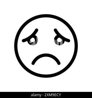 Triste, bouleversé ou solitaire icône logo linéaire marque Set collection en noir et blanc pour le web Illustration de Vecteur