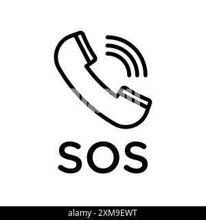 SOS Emergency Icon Linear logo Mark Set collection en noir et blanc pour le web Illustration de Vecteur