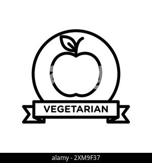 Icône de régime alimentaire végétarien linéaire logo marque ensemble collection en noir et blanc pour le web Illustration de Vecteur