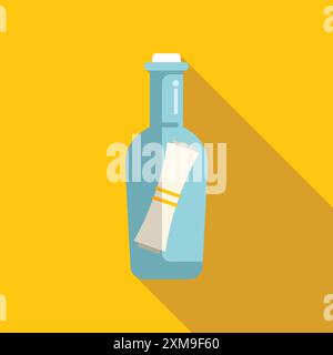 Une bouteille en verre contenant un message enroulé jaillit dans l'eau Illustration de Vecteur