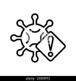 Alerte de virus icône d'alerte de logo linéaire marque Set collection en noir et blanc pour le web Illustration de Vecteur