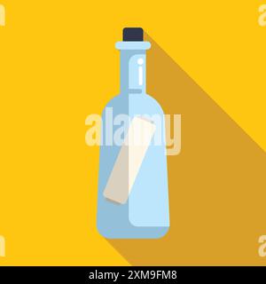 Bouteille en verre contenant un message papier enroulé Illustration de Vecteur