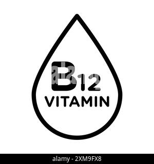 Vitamin B12 Drop Icon marque linéaire collection de marque de logo en noir et blanc pour le web Illustration de Vecteur