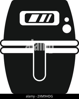 Icône de glyphe noir d'une friteuse avec minuteur numérique, parfait pour représenter une cuisson rapide et pratique Illustration de Vecteur