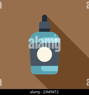 Bouteille compte-gouttes bleue jetant l'ombre longue, parfait pour mettre en valeur votre conception de produit Illustration de Vecteur