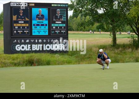 26 juillet 2024 ; JCB Golf & amp ; Country Club, Rocester, Uttoxeter, Angleterre ; LIV UK Golf League, Round 1 ; Henrik Stenson du Majestics GC aligne un putt sur le 12ème green lors du Round 1 crédit : action plus Sports images/Alamy Live News Banque D'Images