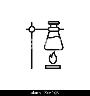 collection de contour d'icône de produit chimique d'ébullition du brûleur ou ensemble dans un contour noir et blanc Illustration de Vecteur