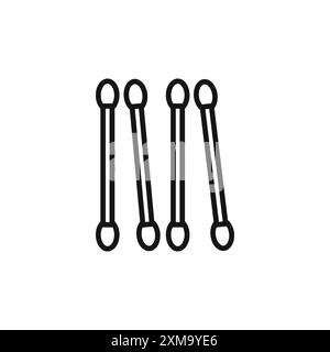 Collection de contour d'icône de coton Buds ou défini dans un contour noir et blanc Illustration de Vecteur