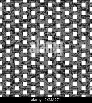Motif abstrait en damier noir et blanc avec un aspect texturé Banque D'Images