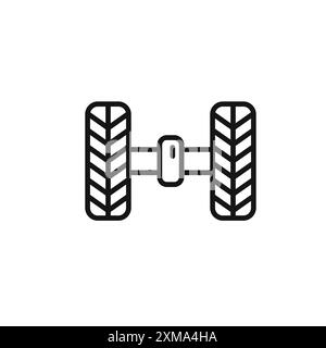 collection de contours de l'icône de parallélisme des roues ou mise en contour noir et blanc Illustration de Vecteur