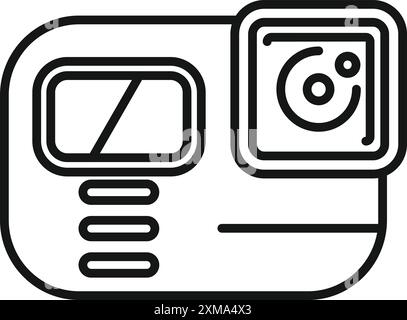 Icône de ligne d'une caméra d'action, idéal pour les sites Web et les applications liées à la photographie et à la vidéographie Illustration de Vecteur