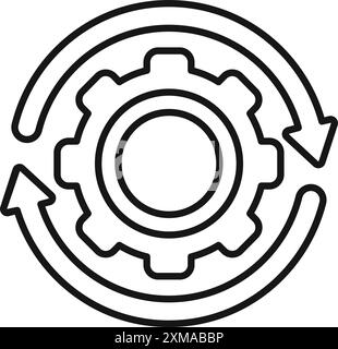 Concept d'économie circulaire avec des flèches tournant autour d'un engrenage représentant un cycle continu de fabrication et de ressources Illustration de Vecteur