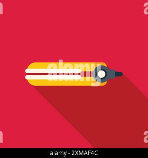 Lisseur de cheveux est couché sur fond rouge, beauté et concept de mode Illustration de Vecteur