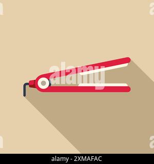 Lisseur rouge posé sur une surface brun clair, créant une longue ombre Illustration de Vecteur