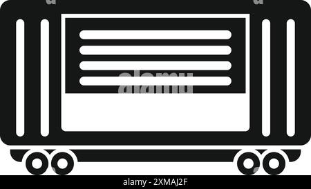 Icône de silhouette noire d'un wagon roulant sur les voies ferrées Illustration de Vecteur