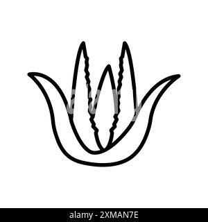 aloe vera icône linéaire logo mark set collection en noir et blanc pour le web Illustration de Vecteur