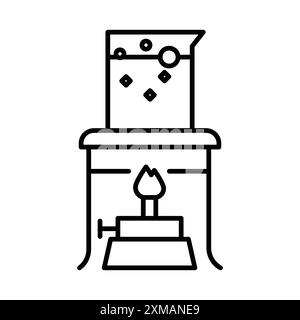 burner boiling chemical icon linear logo mark set collection en noir et blanc pour le web Illustration de Vecteur
