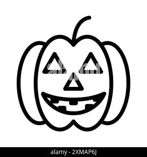 Halloween icône de citrouille linéaire logo marque collection en noir et blanc pour le web Illustration de Vecteur