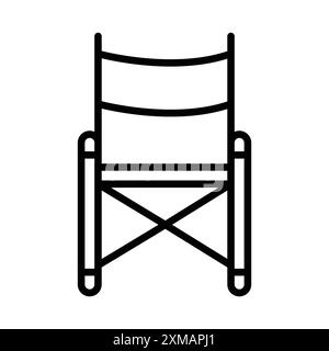 chaise pliante icon linéaire logo mark set collection en noir et blanc pour le web Illustration de Vecteur