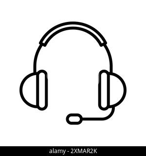 Helpdesk Headphone icône linéaire logo Mark Set collection en noir et blanc pour le web Illustration de Vecteur