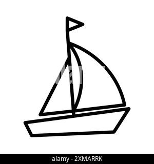 Sailboat icône linéaire logo Mark Set collection en noir et blanc pour le web Illustration de Vecteur