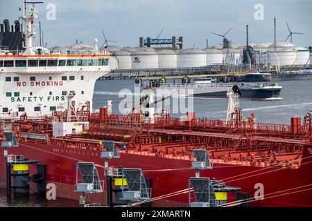 Petroleumhaven, terminal Vopak Europoort, parc de réservoirs de pétrole brut, plus de 99 grands réservoirs et 22 terminaux de chargement pour les navires d'outre-mer et de navigation intérieure Banque D'Images