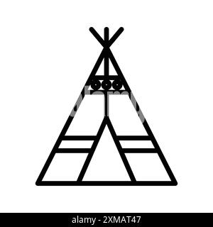 Teepee icône linéaire logo Mark Set collection en noir et blanc pour le web Illustration de Vecteur