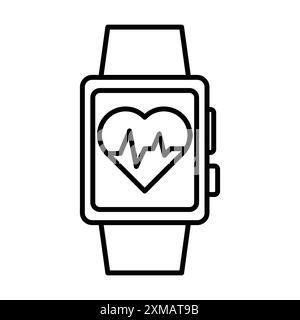 Smart Watch icône linéaire logo Mark Set collection en noir et blanc pour le web Illustration de Vecteur