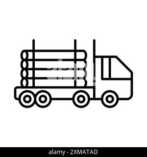 Timber Truck Icon linéaire logo Mark Set collection en noir et blanc pour le web Illustration de Vecteur