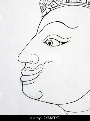 dessin d'art ramayana thai motif ancienne thaïlande Banque D'Images