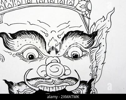 dessin d'art ramayana thai motif ancienne thaïlande Banque D'Images