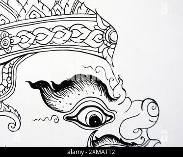 dessin d'art ramayana thai motif ancienne thaïlande Banque D'Images