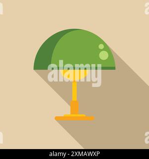 Lampe de table verte avec longue ombre sur le mur, concept d'éclairage Illustration de Vecteur