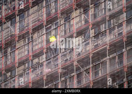 Ouvriers du bâtiment sur des chantiers à l'est de Hafencity Hambourg, immeuble de bureaux, nouveau quartier sur l'Elbe, sur le site de l'ancienne Free Banque D'Images