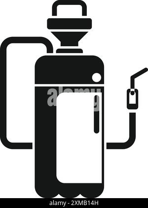 Icône noire et blanche d'un équipement de pulvérisation professionnel pour le soin du jardin et la lutte antiparasitaire Illustration de Vecteur