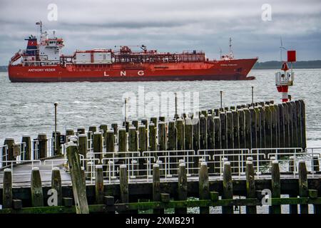 Le méthanier Coral Furcata, dans la Westerschelde, a quitté le port d'Anvers et se dirige vers le Royaume-Uni, jetée au port de Vlissingen Banque D'Images